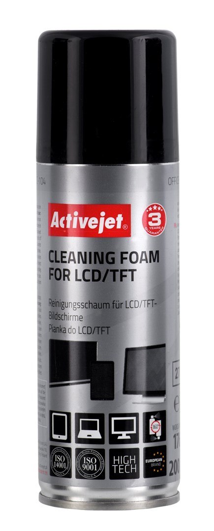 Activejet AOC-104 Pianka do czyszczenia matryc (200 ml) Antystatyczna pianka z aktywnymi cząsteczkami środków powierzchniowo-czy