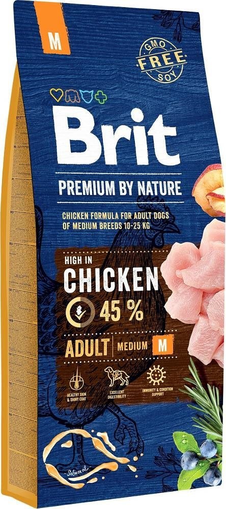 BRIT PREMIUM BY NATURE Adult M - sucha karma z kurczakiem dla psów dorosłych ras średnich - 15 kg