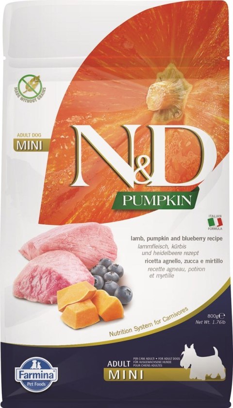 FARMINA N&D Pumpkin Dog Lamb & Blueberry Adult Mini - sucha karma dla psa - 800 g