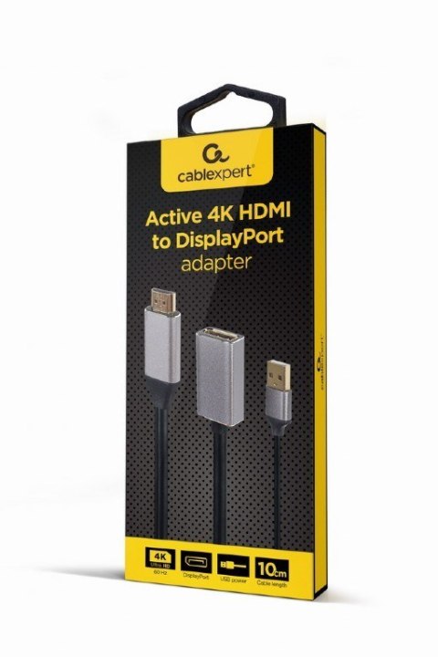 GEMBIRD AKTYWNY ADAPTER 4K HDMI NA DISPLAYPORT (F) CZARNY, 10CM