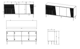 Komoda 4D ABI 200x45x88 czarny mat