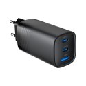 GEMBIRD SZYBKA ŁADOWARKA USB POWER DELIVERY USB TYPU C, 3X USB, 65 W, GAN CZARNA