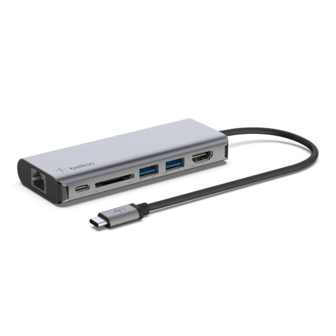 Hub Belkin Connect USB-C 6-in-1 Multiport Adapter 1x4k HDMI/2xUSB-A/1xUSB-C PD3.0/1xRJ45 Gigabit/1xCard reader Grey