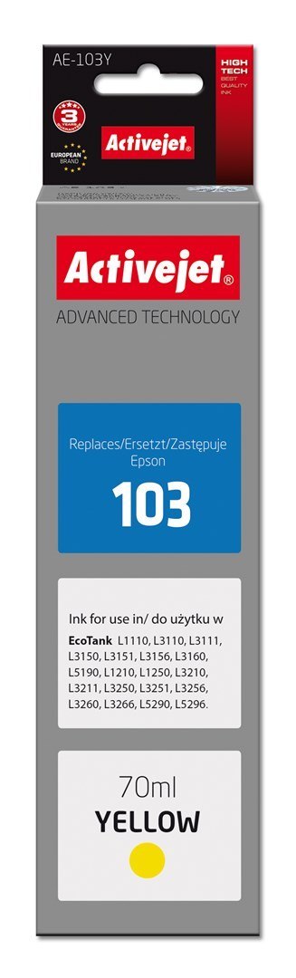 Activejet AE-103Y Tusz (zamiennik Epson 103 C13T00S44A; Supreme; 70 ml; żółty)
