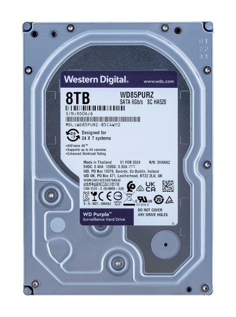 Dysk twardy HDD WD Purple WD85PURZ (8 TB ; 3.5"; 256 MB)