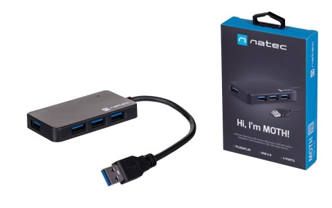 Hub NATEC Moth NHU-1342 (4x USB 3.0; kolor czarny)